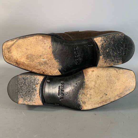 PRADA Size 8 Brown 2P 1403 Leather Monk Strap Loafers main image 5